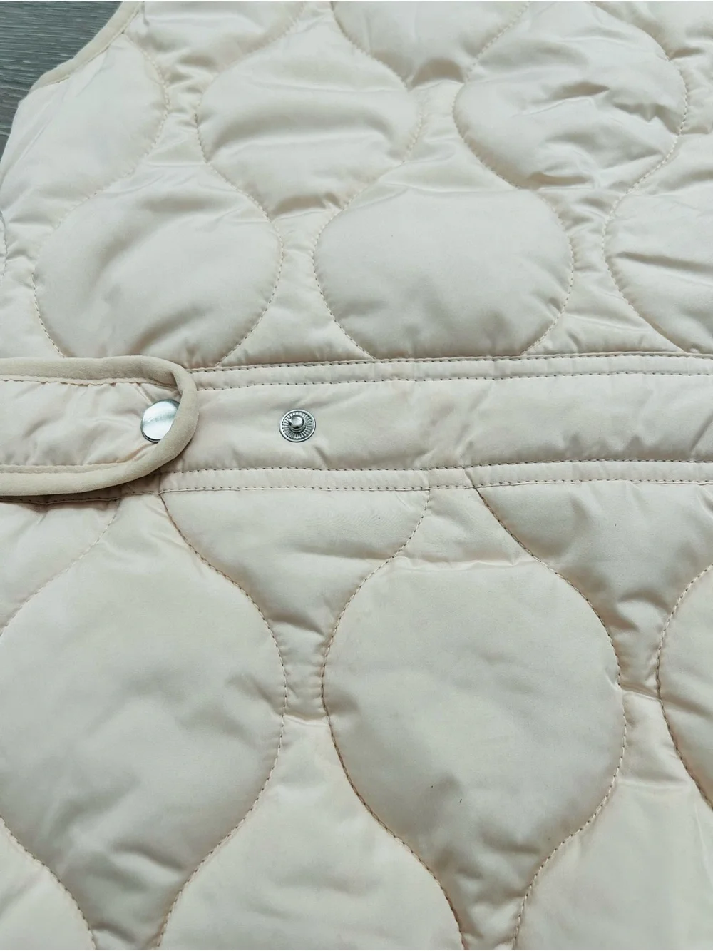 J. Crew Signature Puffer Vest in Tan with Pink Label